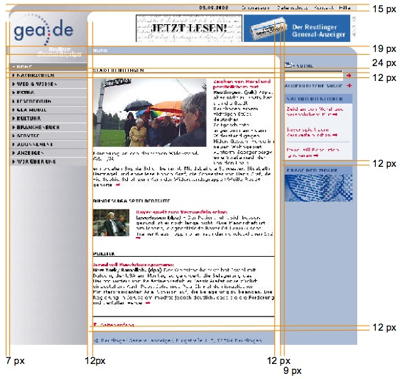 Styleguide f&uuml;r den
                Neustart von gea.de 2001